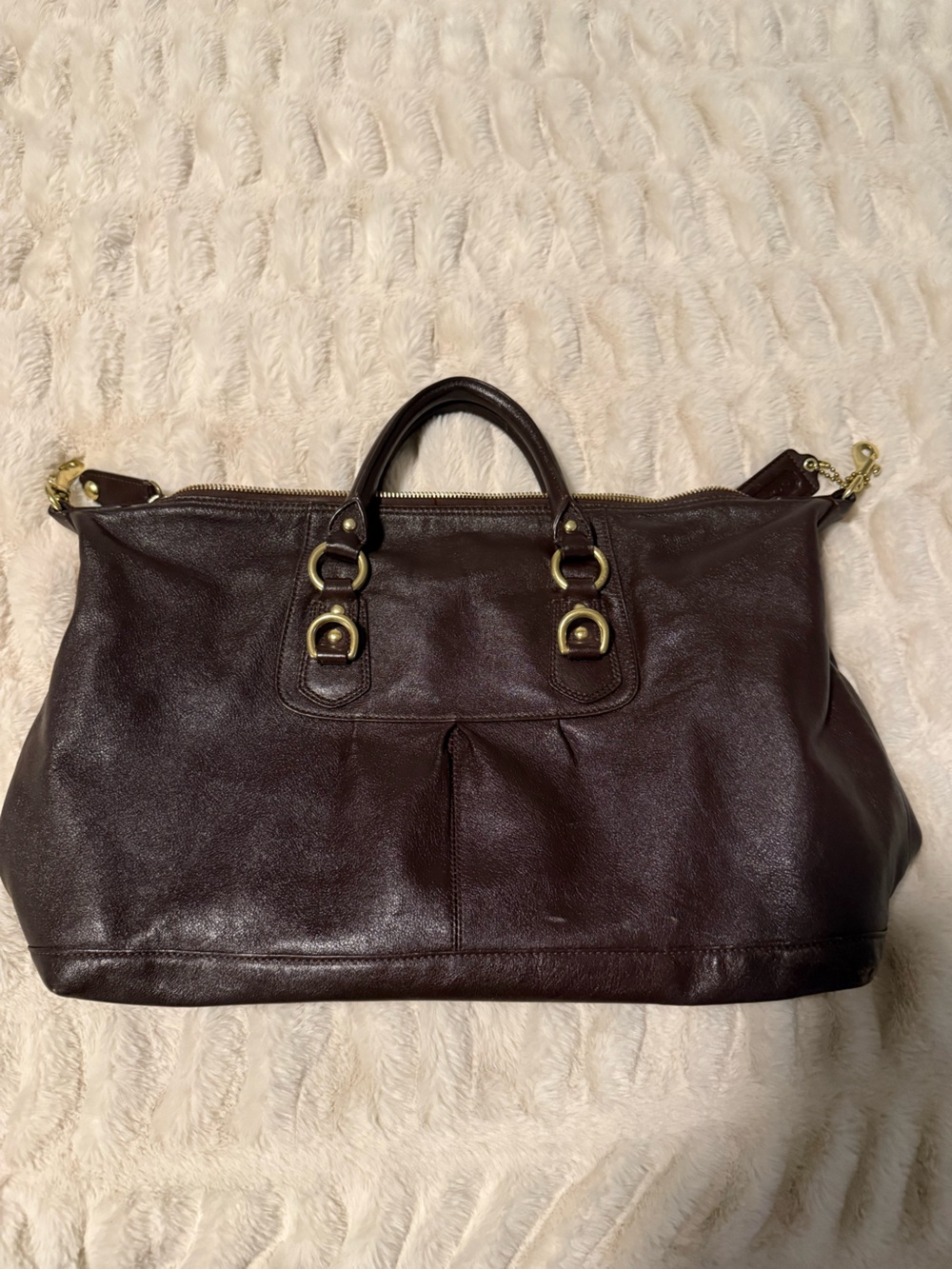 Coach Brown Leather Tote with Gold Hardware - Picture 2 of 8